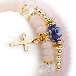 4 pièces 3 style lampwork mauvais œil & verre & synthétique hématite perles extensibles ensemble de bracelets&nbsp;BJEW-JB09144-02