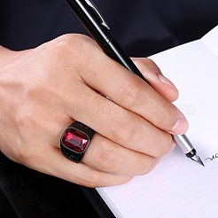 Herren-Fingerringe aus Edelstahl und Glas&nbsp;RJEW-BB29449-D-9