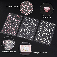 6 шт. 3-х цветные смоляные стразы и жемчужные палочки из АБС-пластика&nbsp;AJEW-SP0002-67