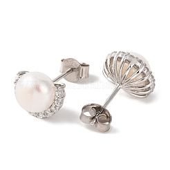 925 aretes semicirculares de plata de ley&nbsp;EJEW-C115-09P