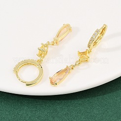Серьги-кольца в форме слезы с микропаве из кубического циркония из латуни&nbsp;EJEW-C156-04G
