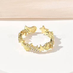 Кольца-манжеты с кубическим цирконием из нержавеющей стали 304 для женщин&nbsp;LS-RJEW-Z122-02G-03