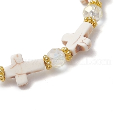 Bracciali elastici in perline sintetiche turchesi per donna&nbsp;BJEW-JB11574-02