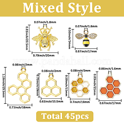 45 шт. 6 стиля подвески из сплава с эмалью в виде пчел и сот&nbsp;ENAM-SC0007-02