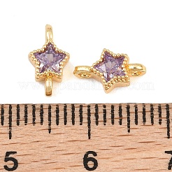 Breloques connecteurs en laiton pavé de zircon cubique lilas&nbsp;KK-CBA2DE6-04G-13