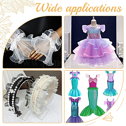 Ruban de garniture en dentelle plissée en polyester couleur sirène&nbsp;DIY-WH0419-43A