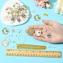 Наборы для самостоятельного изготовления сережек-кроликов из эмалевого сплава&nbsp;DIY-YW0010-72