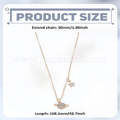 1 шт. сплав кристалл горный хрусталь звезда планета кулон ожерелье для женщин&nbsp;NJEW-LP0003-20G