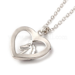 Красочное сердце со стразами и ожерельем-пандантом в виде единорога с цепочками-кабелями&nbsp;LS-NJEW-K246-01P