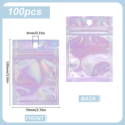100 шт. прямоугольные пластиковые блестящие голографические пакеты с застежкой-молнией&nbsp;OPP-SP0001-03A