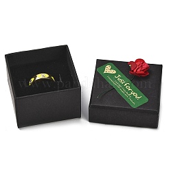 Geschenkboxen aus Kraftpapier mit künstlicher Rose außen für Ringe&nbsp;CON-Z011-01B-01