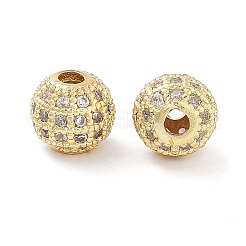 Micro ottone rotondi spianare perline cubic zirconia&nbsp;ZIRC-N016-01G-8mm