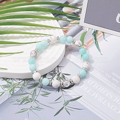Jade malaisien naturel (teint) & howlite & roche de lave & perles d'hématite synthétique ensemble de bracelets extensibles de puissance d'énergie pour fille femmes&nbsp;BJEW-JB07033