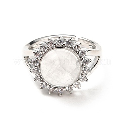 Anillos ajustables de cristal de cuarzo natural&nbsp;RJEW-P043-02P-25