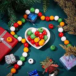 200шт 4 цвета окрашенные бусины из натурального дерева&nbsp;WOOD-SZ0001-06