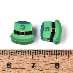 Бусины из полимерной глины ручной работы ко Дню Святого Патрика&nbsp;CLAY-T023-21