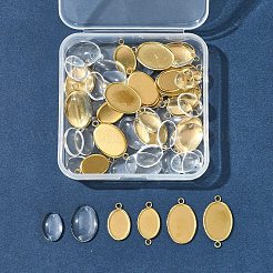 DIY ovaler Cabochon-Anschluss und Anhänger-Sets aus 304 Edelstahl&nbsp;DIY-FS0008-31
