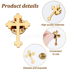 4 pieza de broche de solapa de acero inoxidable con forma de cruz para mochila y ropa.&nbsp;JEWB-GA0001-53G