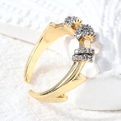 Открытые манжеты из латуни с микропаве кубический цирконий&nbsp;RJEW-D313-03PG