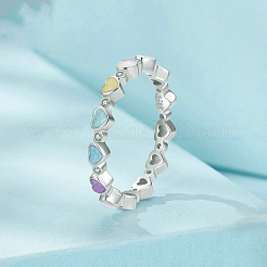 Кольца-пальцы в форме сердца из стерлингового серебра с микропаве из прозрачных кубических цирконий и эмалью&nbsp;FS-WGA58F8-01