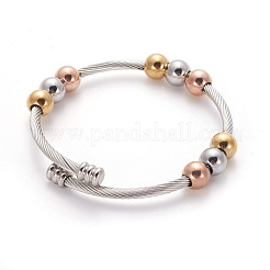 Conjuntos de joyería de brazaletes y anillos de dedo de acero inoxidable 304&nbsp;SJEW-L137-05MP