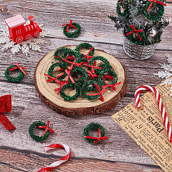 Полиэстер с железным миниатюрным рождественским венком&nbsp;AJEW-WH0609-182A