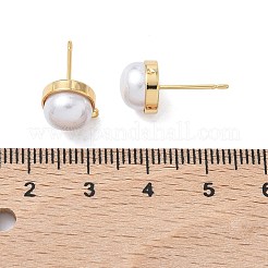 Фурнитура для сережек-гвоздиков из искусственного жемчуга из латуни с полукруглыми бусинами&nbsp;XGR0100G-119G