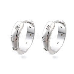 Pendientes de aro de latón con micro circonitas y cubic zirconia transparente&nbsp;EJEW-Z121-01P