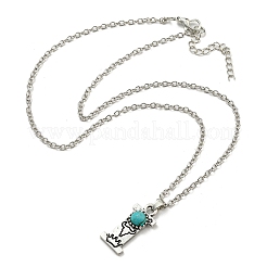 Lettre a ~ z en alliage plaqué argent antique avec colliers à pendentif turquoise synthétique&nbsp;NJEW-G080-01I