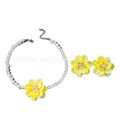 Collane e orecchini a bottone con perle di plastica imitazione&nbsp;FS-WG9DBB6-01