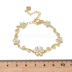 Bracciali a catena con micro pavé di zirconi cubici in ottone per donna&nbsp;BJEW-C156-04D-02G