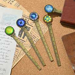 Marque-pages cabochons en verre imprimés mosaïque&nbsp;AJEW-JK00275-02