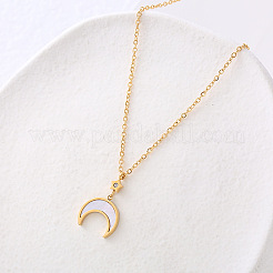 Ожерелья из нержавеющей стали с подвеской в виде луны из натуральной белой ракушки для женщин&nbsp;ZT5606