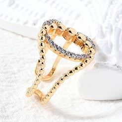 Регулируемые манжетные кольца с микропаве из кубического циркония из латуни&nbsp;RJEW-D313-08PG