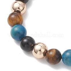 Браслеты из плетеного бисера с натуральными и синтетическими бусинами из смешанных драгоценных камней для женщин и мужчин&nbsp;BJEW-JB13425-01