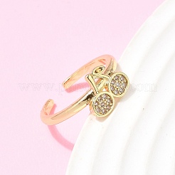 Messing Micro Pave klare Zirkonia Manschette offene Ringe&nbsp;RJEW-C164-04A-G