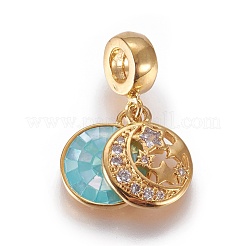 Charms pendenti europei in ottone con micro pavé di zirconi cubici&nbsp;KK-F790-09G
