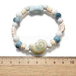 Bracelets extensibles en perles de porcelaine faites à la main et en perles de howlite synthétiques pour femmes&nbsp;BJEW-D307-01B