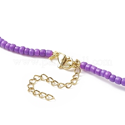 Chip di pietre preziose naturali e collana di perline di semi di vetro per le donne&nbsp;NJEW-JN04200