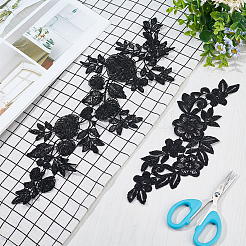 4 пара 2-х цветочных аппликаций из полиэстера с вышивкой&nbsp;DIY-GF0008-83