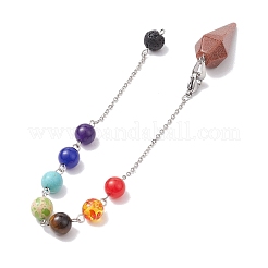 Chakra synthetische & natürliche gemischte Edelstein spitze Wünschelrutenpendel&nbsp;PALLOY-JF02608-02