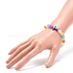 Jade-Imitat-Acryl & synthetischer Hämatit Kreuzperlen-Stretch-Armband für Frauen&nbsp;BJEW-JB08723