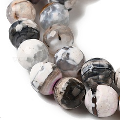 Нити окрашенных и нагретых натуральных агатовых бус с огненным кракелюром&nbsp;G-P539-C01-02