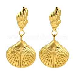 Orecchini a forma di conchiglia in acciaio inossidabile 304 per donna&nbsp;EJEW-U023-11G