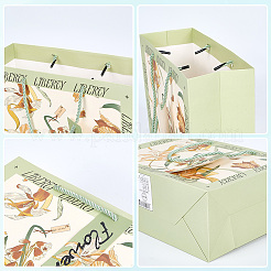 2 sac d'emballage en papier imprimé floral 2 couleurs avec poignée en corde&nbsp;ABAG-SP0001-26