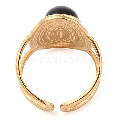 Anillos de dedo ovalados de ágata negra teñida y calentada de forma natural&nbsp;RJEW-Z057-14G-010