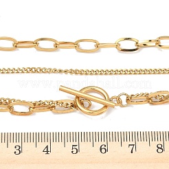 Ожерелья из одной нити и цепочки в виде скрепки из нержавеющей стали 304 для женщин.&nbsp;NJEW-G193-02G