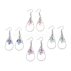 Серьги-капли из нержавеющей стали 304 с прозрачным стеклом&nbsp;EJEW-JE06404-02