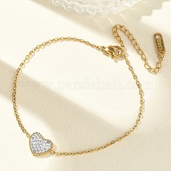 Valentinstag-Armbänder aus Edelstahl 304 mit Strassherzen&nbsp;SA-CBA5F76-04G