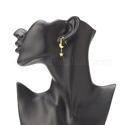 Boucles d'oreilles asymétriques lune et étoile en acier inoxydable 304&nbsp;EJEW-JE04888-01